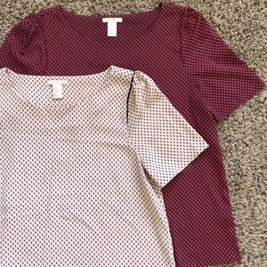 H&M Blouse Bundle in Cream and Burgundy!